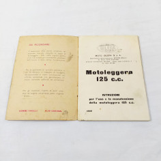 GILERA 125 Motoloeggera Libretto uso manutenzione 1950 copertina BOCCASILE 2