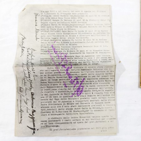 Anita Pensotti LA RESTITUZIONE DEI RESTI DI MUSSOLINI Dino Editori 1972