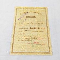 INNOCENTI Certificato d'origine LAMBRETTA 125 LC 15/12/1951