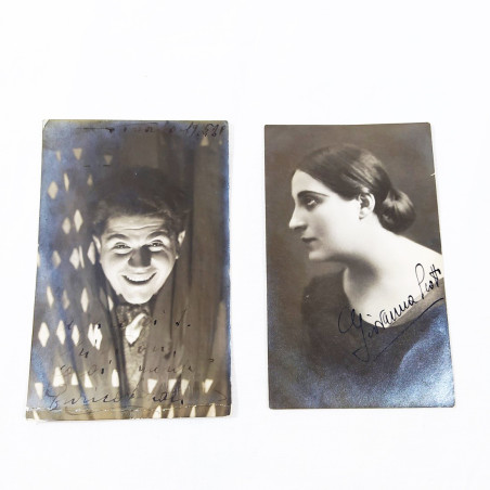 Lotto di 6 fotografie / cartoline con autogarfo originale di artisti anni 30/50