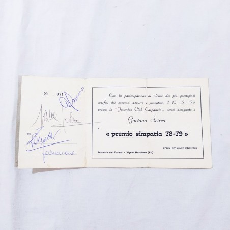 GAETANO SCIREA Autografo + foto + tessera Juventus club e varie firme