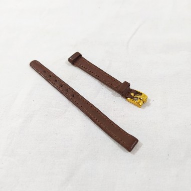 ROLEX cinturino in pelle marrone 16 cm con fibbia placcata oro nuovo
