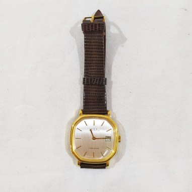 AGIR WATCH orologio polso vintage ottagonale dorato quadrante grigio inusato