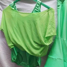 Abito da ballo latino americano, due pezzi, verde tg S 2