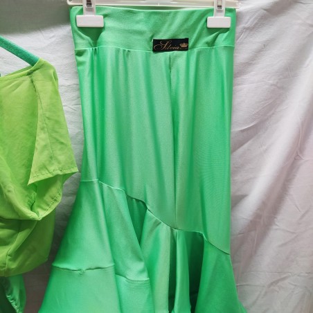 Abito da ballo latino americano, due pezzi, verde tg S