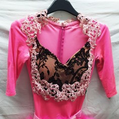 Abito da ballo latino americano fucsia tg s intero con piume e strass 2