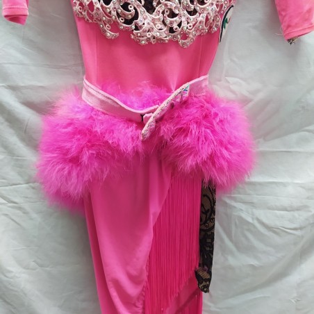 Abito da ballo latino americano fucsia tg s intero con piume e strass