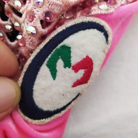 Abito da ballo latino americano fucsia tg s intero con piume e strass