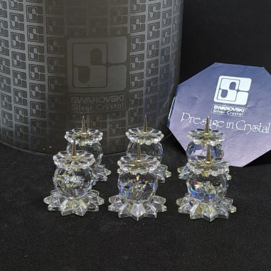 Cristallo Swarovski set 6 candelieri segnaposto integri Art. 7600 131 000