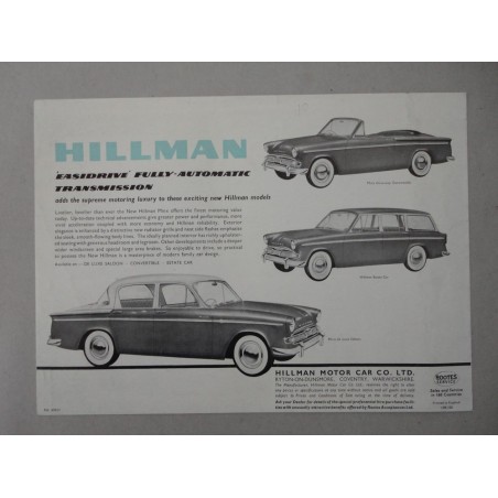 HILMAN EASIDRIVE BROCHURE AUTO INGLESE 2 PAG. REF. 650/H BUONE CONDIZIONI