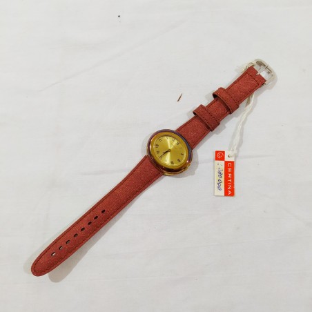 Orologio polso donna CERTINA cassa ovale in ottone e cinturino in pelle inusato