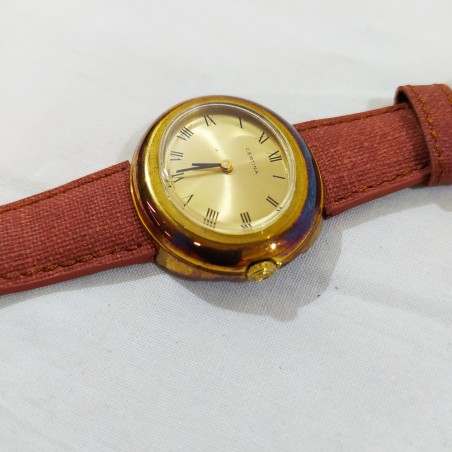 Orologio polso donna CERTINA cassa ovale in ottone e cinturino in pelle inusato