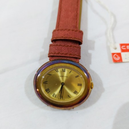 Orologio polso donna CERTINA cassa ovale in ottone e cinturino in pelle inusato