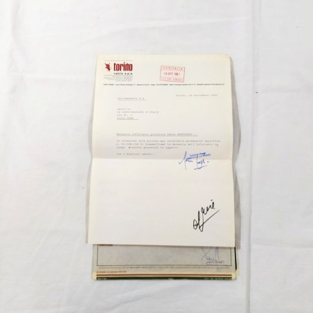 Documenti denuncia infortunio giocatore Torino BERTONERI firma Luciano Moggi