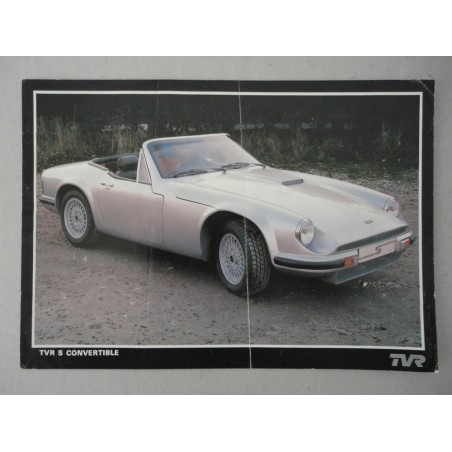 TVR S CONVERTIBLE BROCHURE AUTO INGLESE CARTONCINO SINGOLO - PIEGHE