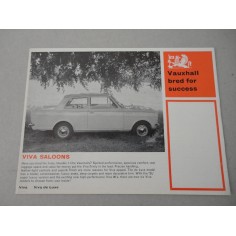 VAUXHALL VX 4/90 SL VIVA SALOON BROCHURE AUTO INGLESE 3 PAG. REF. VX1663/10/65