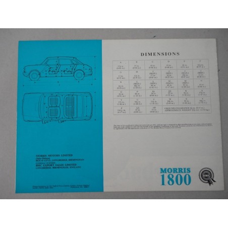 MORRIS 1800 BROCHURE AUTO INGLESE 4 PAG. 6600/C BUONE CONDIZIONI