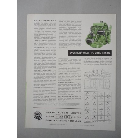 THE NEW MORRIS OXFORD SERIES II BROCHURE AUTO INGLESE 4 PAG. PUB. 88370 OTTIMO
