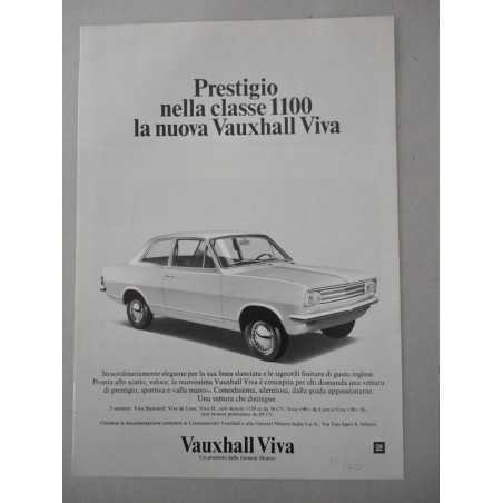 VIVA VAUXHALL 90 SL CLASSE 1100 BROCHURE AUTO ITALIANO 2 PAG. BUONE COND.