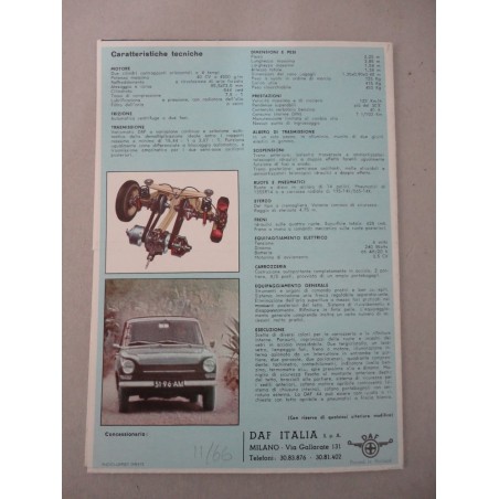 DAF AA VARIOMATIC BROCHURE AUTO 11/66 ITALIANO 4 PAG. OTTIME CONDIZIONI