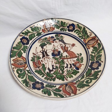 Piatto tradizionale in ceramica DOBROGEA ROMANIA 1979 diametro 40 cm