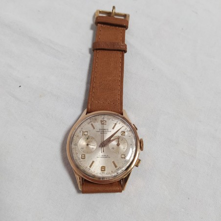 DIONIS cronografo orologio polso oro rosa anni 40 funzionante