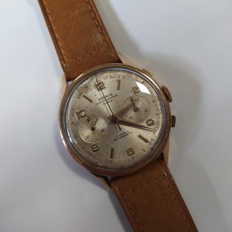 DIONIS cronografo orologio polso oro rosa anni 40 funzionante