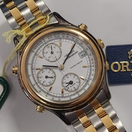 Orologio ORIENT cronografo in acciaio dorato mov. quarzo inusato
