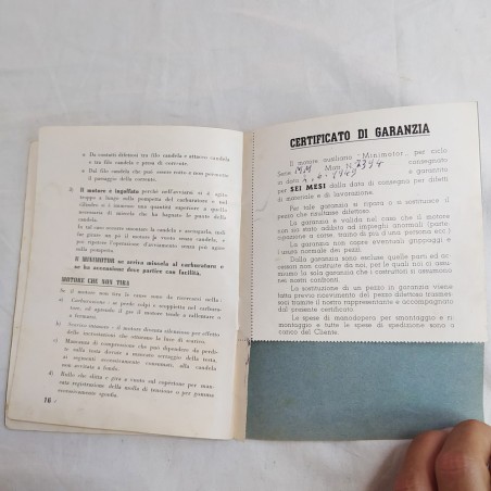 MINI MOTOR libretto istruzioni motore ausiliario per ciclo tardi anni 40
