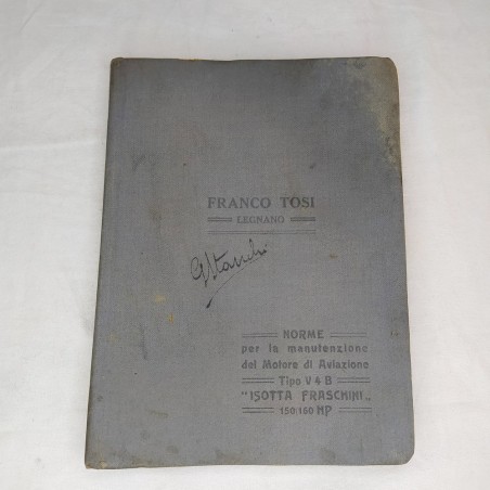 Libretto uso manutenzione Motore Aviazione VB4 Isotta Fraschini  150/160 HP