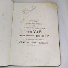 Libretto uso manutenzione Motore Aviazione VB4 Isotta Fraschini  150/160 HP 2