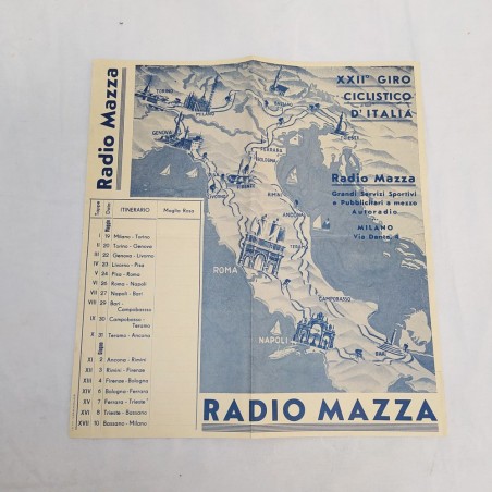 Opuscolo XXII Giro ciclistico d'Italia 1934 RADIO MAZZA 124x23 cm