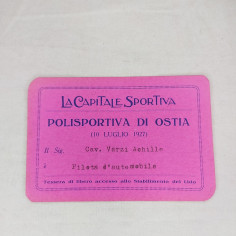 Tessera LA CAPITALE SPORTIVA Polisportiva di Ostia ACHILLE VARZI 1927