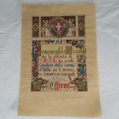 ERMENEGILDO RICCARDI Pergamena di Cavaliere 1935 con autografi