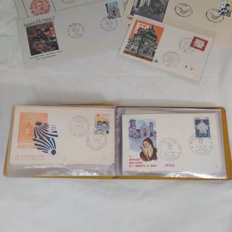 Lotto di 47 buste e cartoline affrncate primo giorno o annulli speciali anni 60