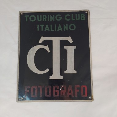 AUTENTICA Targa in metallo Touring Club Italiani TCI Fotografo 22x27 cm