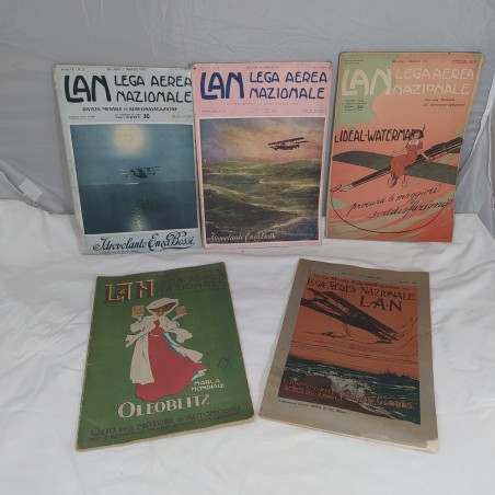 Lotto di 5 riviste LAN Lega Aerea Nazionale 1912-1915