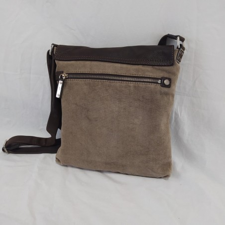 Borsa ORCIANI in pelle testa di moro e tessuto tipo postino
