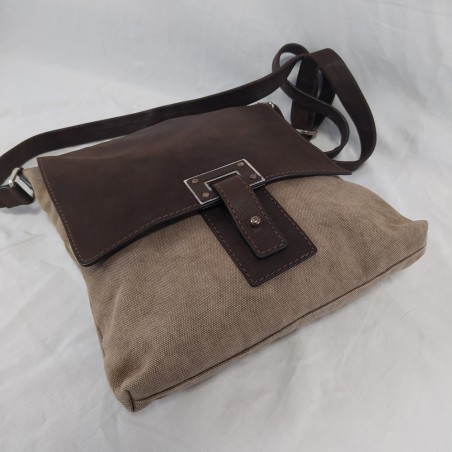 Borsa ORCIANI in pelle testa di moro e tessuto tipo postino