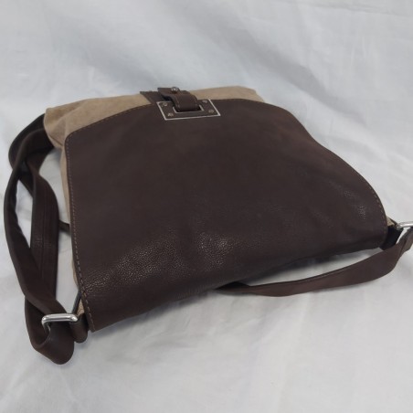 Borsa ORCIANI in pelle testa di moro e tessuto tipo postino