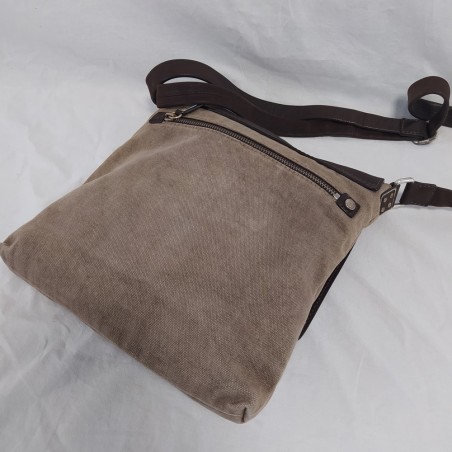 Borsa ORCIANI in pelle testa di moro e tessuto tipo postino