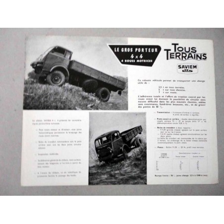 SAVIEM TOUS TERRAINS LE GROS PORTEUR BROCHURE AUTOCARRO FRANCESE 1 PAG. 63.715