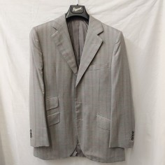 Giacca uomo sartoriale tessuto Zegna grigia con riga magenta tg 48 2