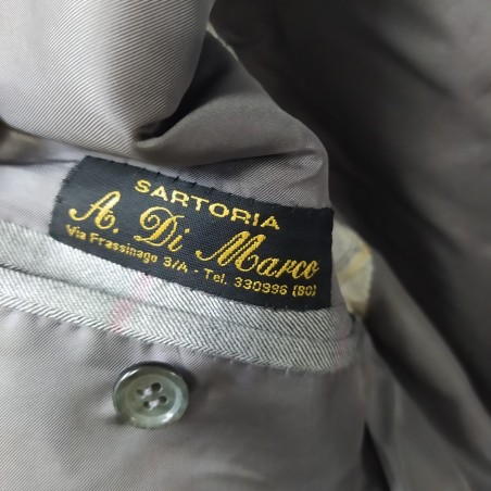 Giacca uomo sartoriale tessuto Zegna grigia con riga magenta tg 48