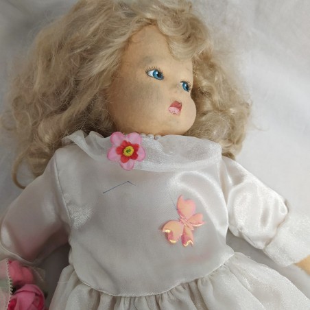 Lenci, bambola di panno vestita con abito da sposa completa di scatola h. 41 cm