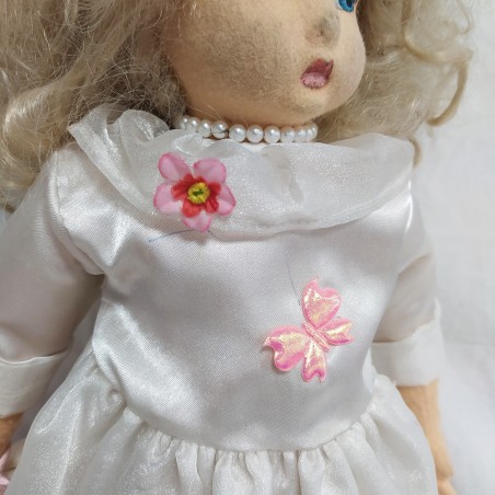 Lenci, bambola di panno vestita con abito da sposa completa di scatola h. 41 cm