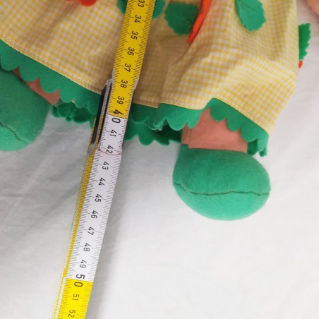 Bambola di panno Lenci con vestito giallo e capelli arancioni, h. 44 cm