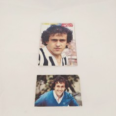 2 cartoline Michel Platinì con autografi originali