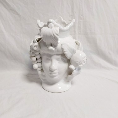 Vaso testa ceramica Caltagirone h. 28 cm non dipinto