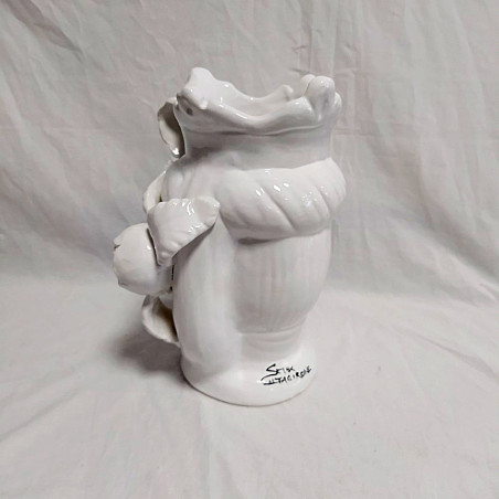 Vaso testa ceramica Caltagirone h. 28 cm non dipinto